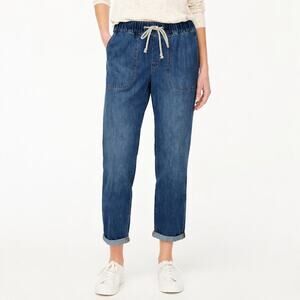 J. Crew Blue Denim Medium Wash Drawstring Pull on Pants Jeans Women's 28